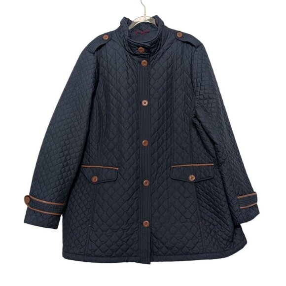 Lands End Quilted Barn Jacket Womens Size 2X Blue Primaloft Insulated - Picture 1 of 13